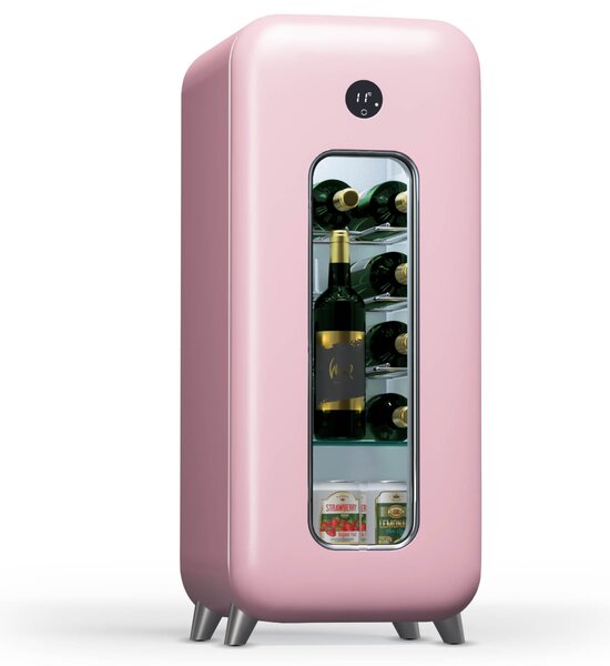 Klarstein Shirley 15 Uno, hladilnik za vino, 15 steklenic, 5 - 20 °C, upravljanje na dotik, retro