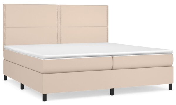 VidaXL Box spring postelja z vzmetnico kapučino 200x200 cm um. usnje