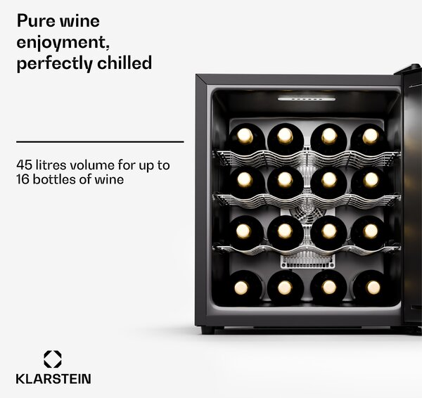 Klarstein Silent Vino 16 Uno, Hladilnik za vino, 1 cona / 16 steklenic