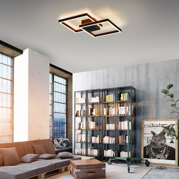 Q-Smart-Home Paul Neuhaus Q-MARKO LED stropna svetilka, 2fl, kotna, zatemnjen, Črna, Dnevna soba / jedilnica, Kovina, Sodobni