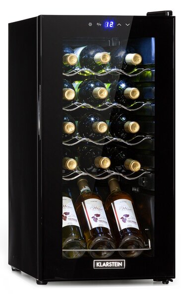 Klarstein Shiraz 15 Slim Uno, hladilnik za vino, 44 l, na dotik, 135 W, 5 – 18 °C, črn