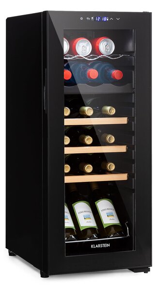 Klarstein Bovella 18 Duo+, dvo-conski hladilnik za vino, 50 l, 18 stekl., steklena vrata