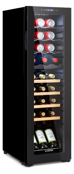 Klarstein Bovella 27 Duo+, dvopodročni hladilnik za vino, 74l, 27 st., steklena vrata