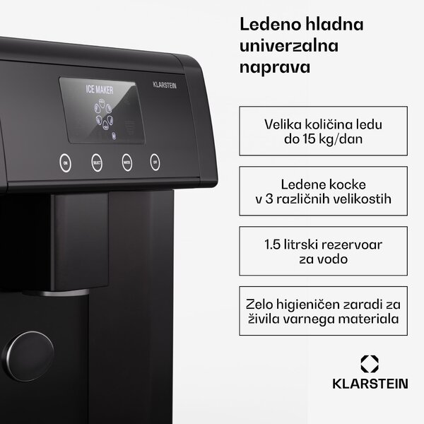 Klarstein Eiszeit ledomat iz nerjavečega jekla 3 velikosti ledenih kock srebrna