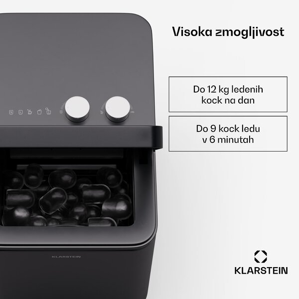 Klarstein IceCraft izdelovalec ledenih kock, 2 načina, 1,3 l mrzle vode, samodejno čiščenje, 12 kg/24 ur
