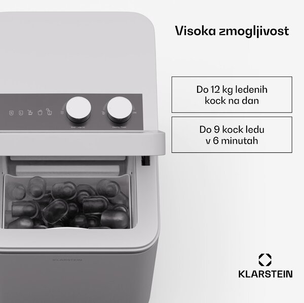 Klarstein IceCraft izdelovalec ledenih kock, 2 načina, 1,3 l mrzle vode, samodejno čiščenje, 12 kg/24 ur