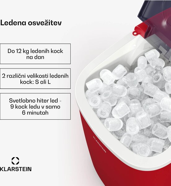 Klarstein Caldwell ledomat, 12 kg ledenih kock/dan, popolnoma samodejen, prikazovalnik LED, enostavno čiščenje