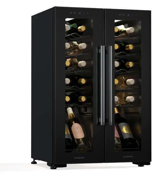 Klarstein Shiraz Weinkühlschrank| 2 Kühlzonen, Touch-Steuerung, LED-Beleuchtung, freistehend