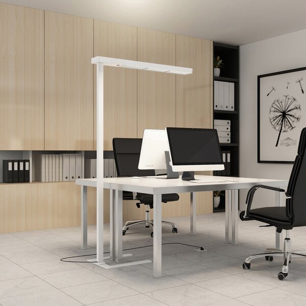 Arcchio LED pisarniška talna svetilka Susi, bela, senzor, zatemnitev na dotik, zatemnjen, Bela, Študija / pisarna, Aluminij, Sodobni