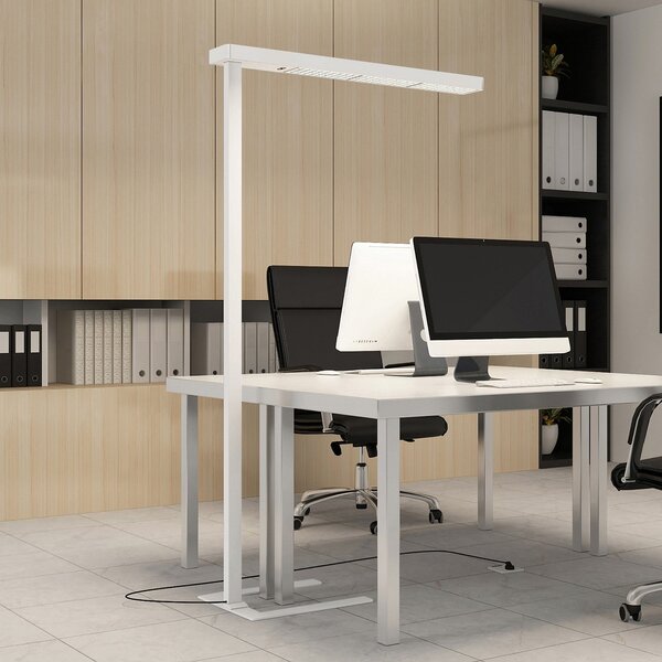 Arcchio LED pisarniška talna svetilka Susi, bela, senzor, zatemnitev na dotik, zatemnjen, Bela, Študija / pisarna, Aluminij, Sodobni