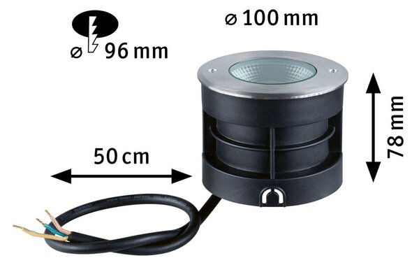 Paulmann Vanea LED talna svetilka za vgradnjo IP67, Ø 10 cm, Kovinska, Kovina, Sodobni, Vgradne svetilke okrogle