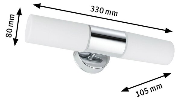 Paulmann Lenia stenska svetilka IP44 krom/opal 2 luči, zatemnjen, Kovinska, Kopalnica, Kovina, Sodobni