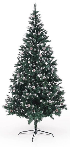 KONDELA Božično drevo s storži, zasneženo, 220 cm, CHRISTMAS TIP 4