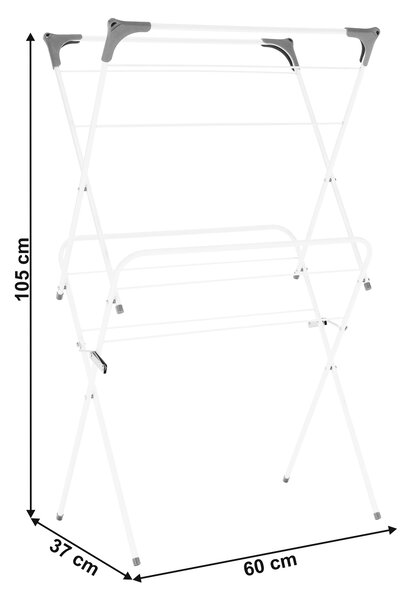 KONDELA Stojalo za sušenje oblačil, bel / siv, NODAR