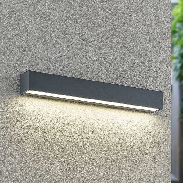 Arcchio LED stenska svetilka Lengo, 50 cm, 1-svetilna, antracit, CCT, Črna, Aluminij, Sodobni