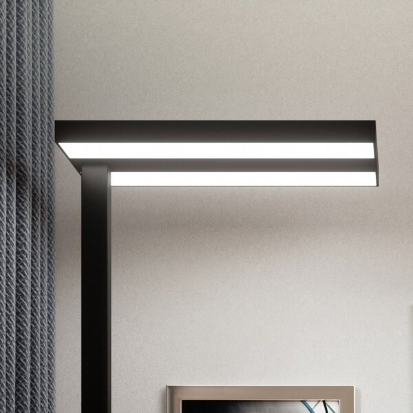 Arcchio LED-stoječa svetilka Logan Basic, črna, 7500 lm, z možnostjo zatemnitve, zatemnjen, Črna, Študija / pisarna, Aluminij, Sodobni, Stoječi reflektor