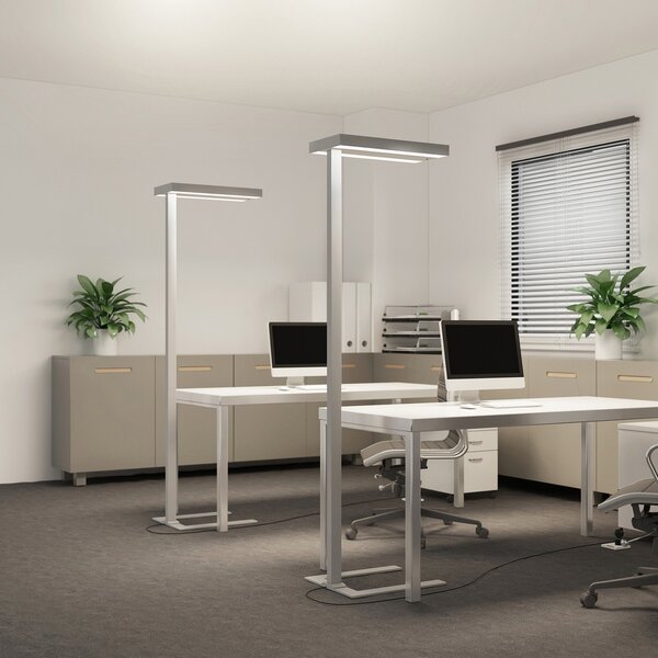 Arcchio LED talna svetilka Logan Ultra, 4.000K, senzor, možnost zatemnitve, zatemnjen, Kovinska, Študija / pisarna, Aluminij, Sodobni, Stoječi reflektor