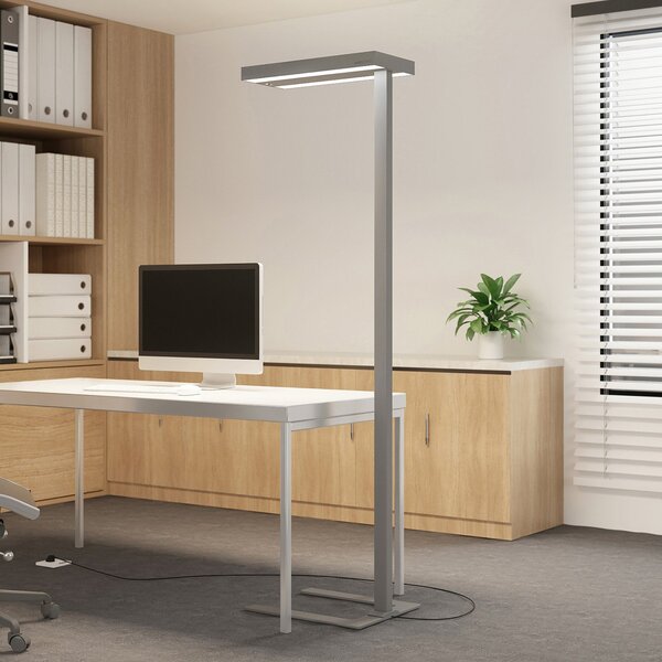 Arcchio LED talna svetilka Logan Ultra, 4.000K, senzor, možnost zatemnitve, zatemnjen, Kovinska, Študija / pisarna, Aluminij, Sodobni, Stoječi reflektor