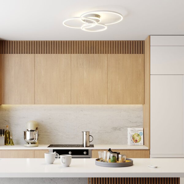 Lindby Smart LED stropna svetilka Tula, daljinski upravljalnik, Tuya CCT, zatemnjen, Kovinska, Dnevna soba / jedilnica, Kovina, Sodobni