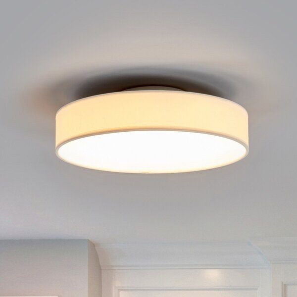 Lindby LED stropna svetilka Saira, Ø 30 cm, bela, tekstil, Bela, Dnevna soba / jedilnica, Tkanine / tekstil, Sodobni