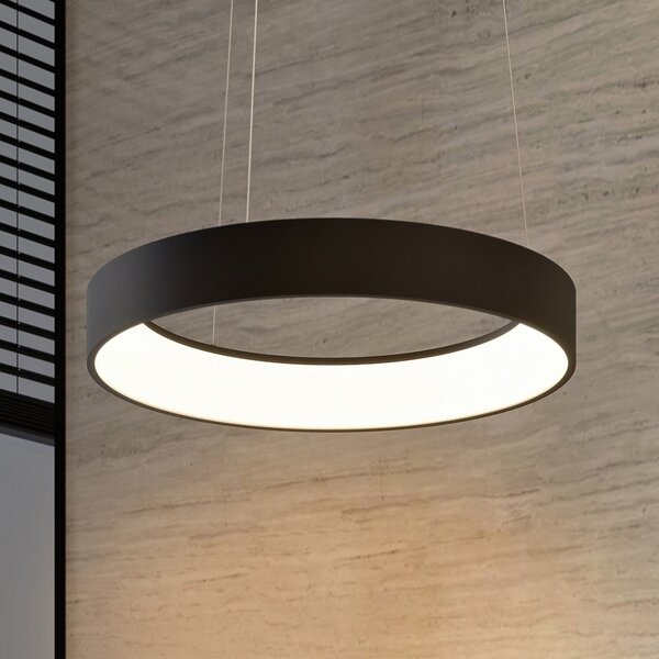 Arcchio LED viseča svetilka Aleksi, Ø 60 cm, črna, kovina, CCT, zatemnjen, Črna, Kuhinja, Kovina, Sodobni