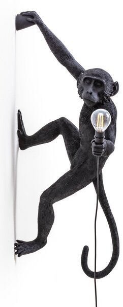 SELETTI Monkey Lamp dekorativna stenska svetilka desna črna, Črna, Plastika, Dizajn