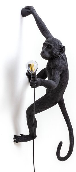 SELETTI Monkey Lamp dekorativna stenska svetilka desna črna, Črna, Plastika, Dizajn