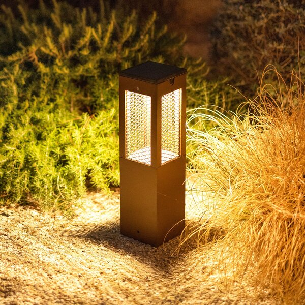 Les Jardins LED solarna podstavna svetilka Tradition Sensor Corten 40cm, zatemnjen, Rjava / rjasta, Kovina, Sodobni, Solarne luči