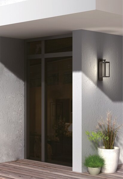Lucande LED zunanje stensko svetilo Ferdinand, komplet 2, siva, 38 cm, Siva, Steklo, Sodobni, Svetilka