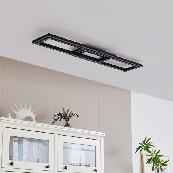 Lucande Smart LED stropna svetilka Tjado 115 cm črna RGB CCT, zatemnjen, Črna, Dnevna soba / jedilnica, Kovina, Sodobni