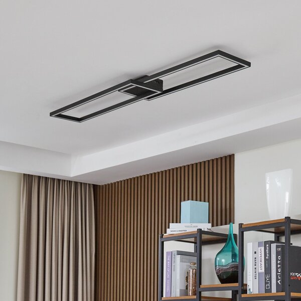 Lucande Stropna svetilka LED Tjado, dolžina 120 cm, črna, kovinska, zatemnjen, Črna, Dnevna soba / jedilnica, Kovina, Sodobni