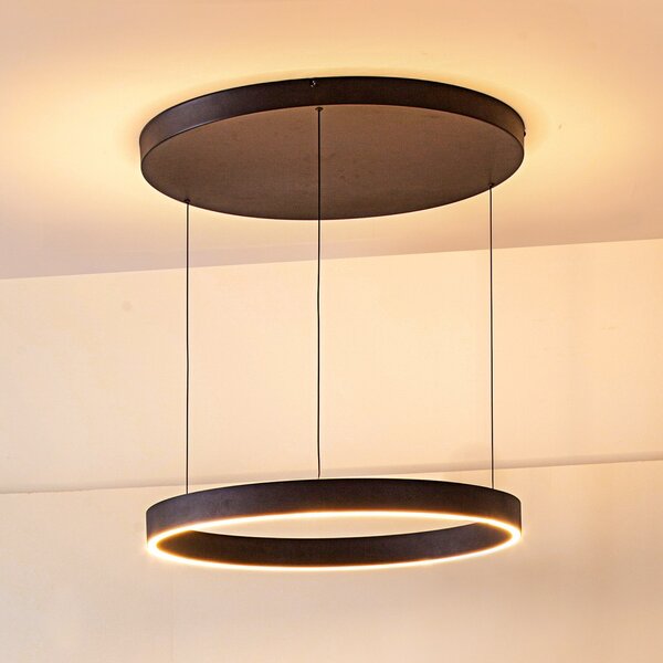 Lucande LED viseče svetilo Philine, Ø 60 cm, črna, železo, zatemnjen, Črna, Dnevna soba / jedilnica, Kovina, Sodobni