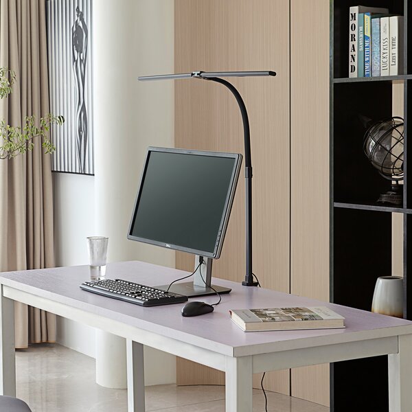 Lindby LED-svetilka z objemko Nilay, višina 97,5 cm, CCT, za delo od doma, zatemnjen, Črna, Študija / pisarna, Kovina, Sodobni