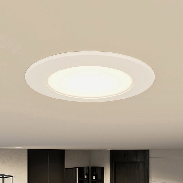 PRIOS Prios LED svetilka za vgradnjo Rida, komplet 10 kosov, bela, 12 cm, CCT, IP44, zatemnjen, Bela, Kopalnica, Aluminij, Sodobni, Vgradne svetilke okrogle