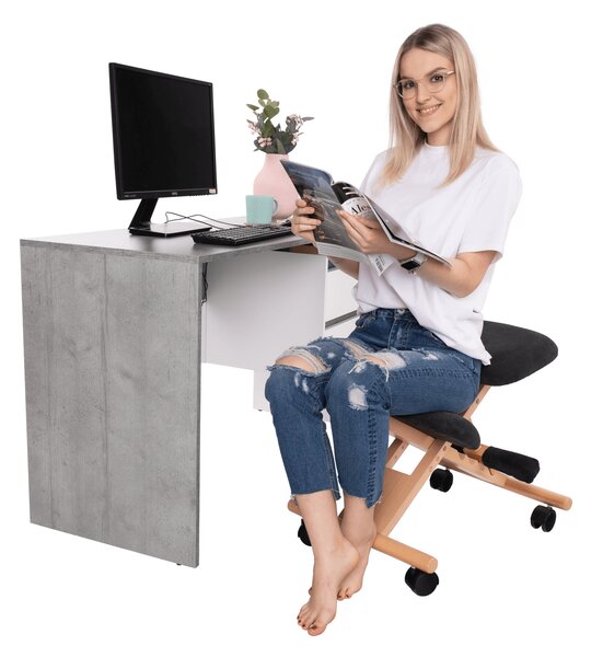 KONDELA Ergonomski klečalnik, črna/bukev, GROCO