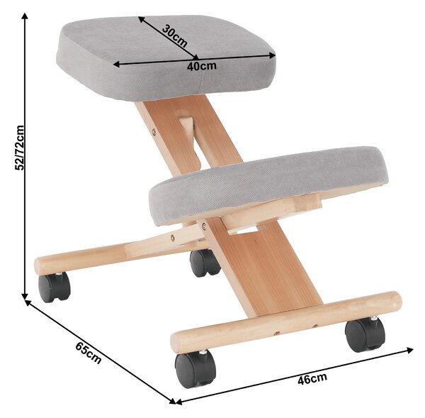 KONDELA Ergonomski klečalnik, sivorjava/bukev, FLONET