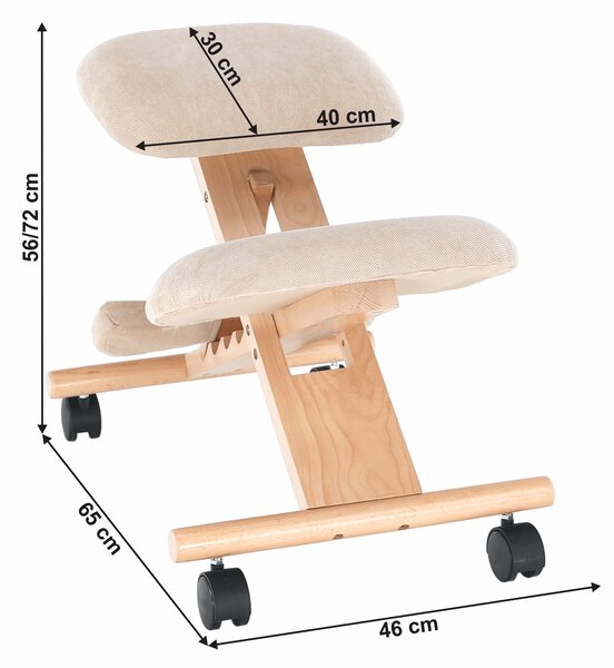 KONDELA Ergonomski klečalnik, krem/bukev, GROCO