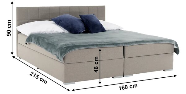 KONDELA Boxspring postelja 160x200, sivorjava TAUPE, FERATA TV COMFORT