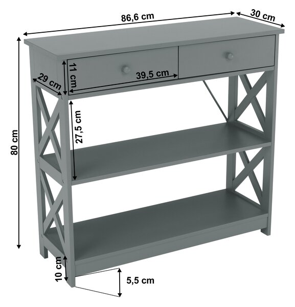 KONDELA Konzolna miza, siva, LOMIR