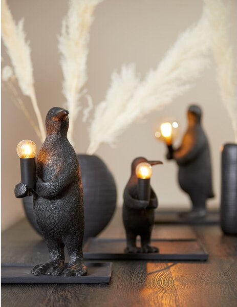 Mat črna namizna svetilka (višina 24 cm) Penguin – Light & Living