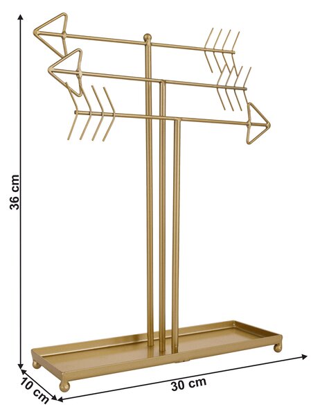 KONDELA Stojalo za nakit, zlate barve, kovinski, KOMAN