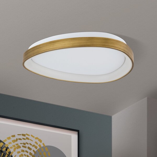 ORION Charlie LED stropna svetilka, Ø 45 cm, opalno bela, barva antične medenine, Bronasta / starinska medenina, Dnevna soba / jedilnica, Plastika, Sodobni