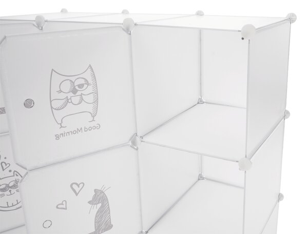 KONDELA Otroška modularna omara, bel/rjav otroški vzorec, KITARO