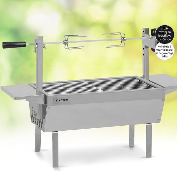 Klarstein Sauenland Mini, vrtljiv žar z ražnjem, vrtljiv raženj, 4 W, 12 kg max., nerjaveče jeklo
