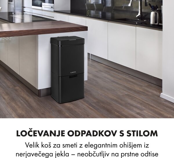Klarstein Royal Trash Matte Black, koš za odpadke s senzorjem, 72 l, nerjaveče jeklo, matna črna