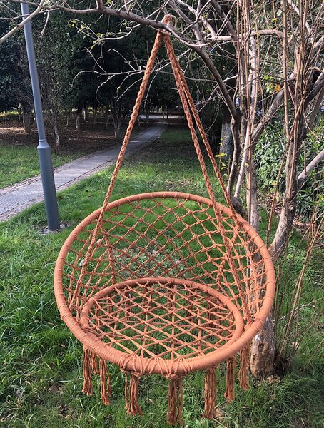 KONDELA Viseči stol, bež-rjava, AMADO 2 NEW