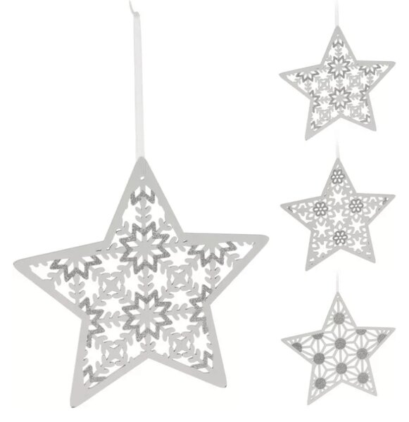 Božična viseča zvezda GLITTER STAR 22 cm, bela