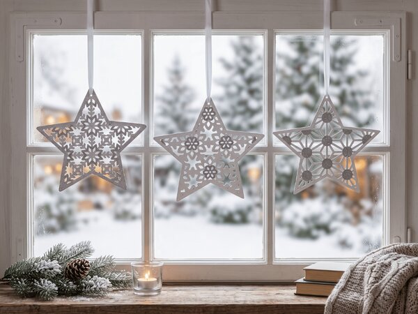 Božična viseča zvezda GLITTER STAR 22 cm, bela