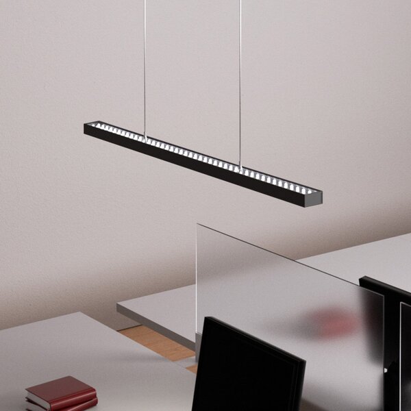 Arcchio LED pisarniška viseča svetilka Jolinda, črna, 118 cm, gor/dol, Črna, Študija / pisarna, Kovina, Sodobni