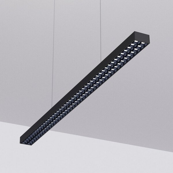 Arcchio LED pisarniška viseča svetilka Jolinda, črna, 118 cm, gor/dol, Črna, Študija / pisarna, Kovina, Sodobni